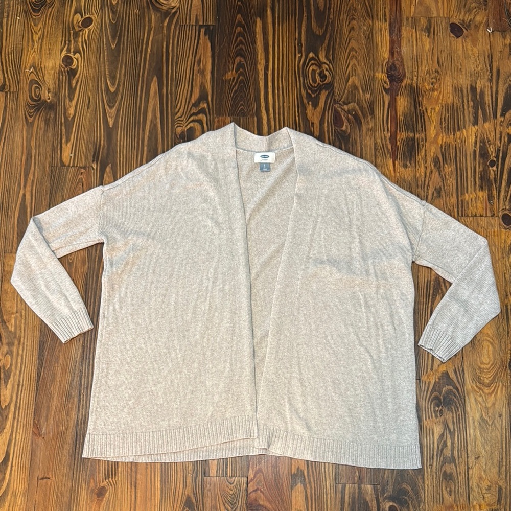Old Navy Oyster Colored Lightweight Knit Cardigan Sweater 3/4 Sleeve Open Front